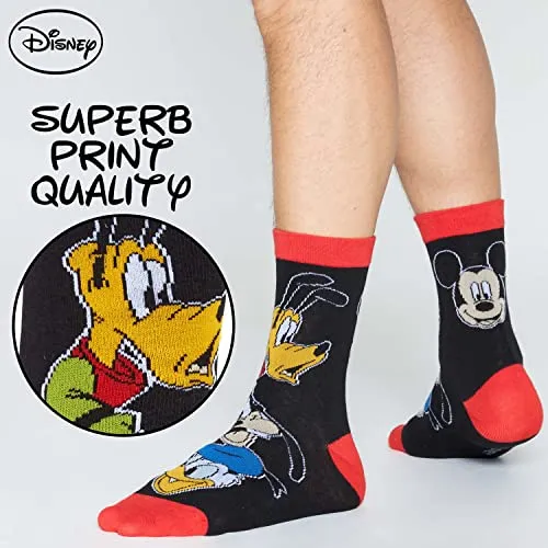 Disney Calzini Uomo - Calze Uomo Topolino Baby Yoda Pacco da 5 Calzini Uomo Divertenti 39-45 Mickey Bobba Feet Star Wars Gadget Calzini Uomo Confezione Regalo (Multi Goofy)
