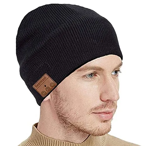 Cappello Bluetooth, Idee Regalo Natale Berretto Invernali Uomo Donna - Berretto Bluetooth 5.0 Musica Cappello Migliori Regali Natale con Cuffie Stereo e Microfono Viva Voce,Ultra Morbidi Lavabili