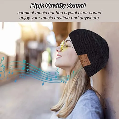 Cappello Bluetooth, Idee Regalo Natale Berretto Invernali Uomo Donna - Berretto Bluetooth 5.0 Musica Cappello Migliori Regali Natale con Cuffie Stereo e Microfono Viva Voce,Ultra Morbidi Lavabili