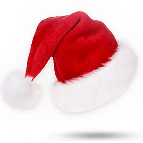 Jonami Cappello di Babbo Natale. Cappellino Tradizionale Rosso e Bianco Unisex Taglia Unica a Design Nataliazio. Accessori per Costume di Babbo Natale