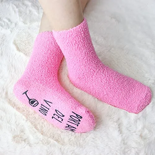 Merclix Calze Vino Donna Divertenti Invernali per Casa con Calda Imbottitura, Suola Antiscivolo Regalo, Mamma, Migliore Amica, per Compleanno, Natale, San Valentino