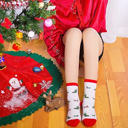 Fascigirl 12 paia di calzini natalizi Santa Deer Fiocco di neve Pupazzo di neve in cotone per le donne