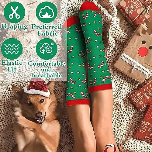 MOYKSRR 8 Paia Calzini Natale, Calze Natale Cotone, Cotone Caldi Calze, Natale Calzini Cotone Unisex, Calzini Divertenti Regali Natale Compleanno per Mamma Moglie Amica, Taglia 36-43