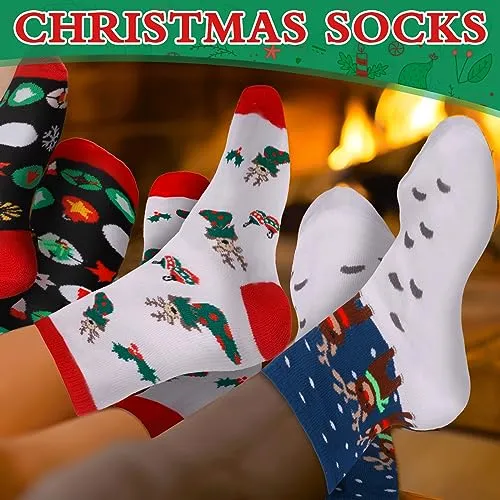 MOYKSRR 8 Paia Calzini Natale, Calze Natale Cotone, Cotone Caldi Calze, Natale Calzini Cotone Unisex, Calzini Divertenti Regali Natale Compleanno per Mamma Moglie Amica, Taglia 36-43