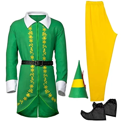 AudMsier Abbigliamento da Elfo di Halloween Abbigliamento Natalizio Abbigliamento da Uomo Abbigliamento da Festa per Uomo e Donna per Adulti (L)