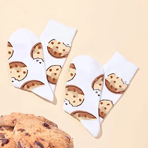 JAMILA Calze Donna Divertenti e Originali in Cotone, Calzini Simpatici in Varie Fantasie Tg Unica EU 36-42 (4 Pack-Pranzo)