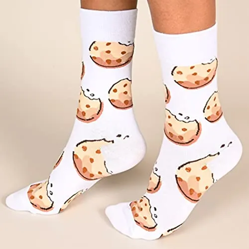JAMILA Calze Donna Divertenti e Originali in Cotone, Calzini Simpatici in Varie Fantasie Tg Unica EU 36-42 (4 Pack-Pranzo)