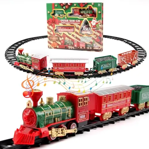DONGQI Trenino Natalizio,Treno elettrico di Natale,Trenino Natale con Luci e Suoni per Natale Decorazioni, Trenino Natalizio Regalo per Bambini natalizio