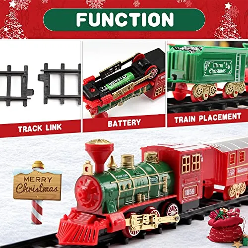 DONGQI Trenino Natalizio,Treno elettrico di Natale,Trenino Natale con Luci e Suoni per Natale Decorazioni, Trenino Natalizio Regalo per Bambini natalizio