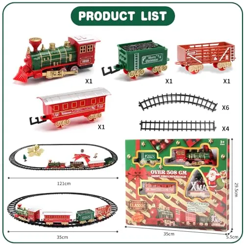 DONGQI Trenino Natalizio,Treno elettrico di Natale,Trenino Natale con Luci e Suoni per Natale Decorazioni, Trenino Natalizio Regalo per Bambini natalizio