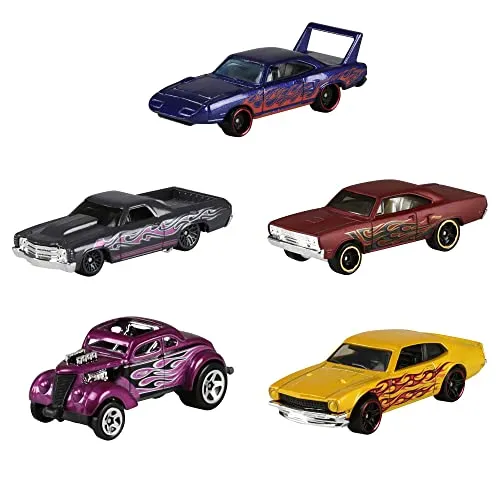 Hot Wheels Confezione da 5 Veicoli, Macchinine Hot Wheels in Scala 1:64 con Dettagli Autentici, Scegli tra I Temi e i Modelli e Collezionale Tutte, Giocattolo per Bambini, 3+ Anni, 01806