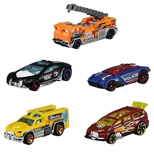 Hot Wheels Confezione da 5 Veicoli, Macchinine Hot Wheels in Scala 1:64 con Dettagli Autentici, Scegli tra I Temi e i Modelli e Collezionale Tutte, Giocattolo per Bambini, 3+ Anni, 01806