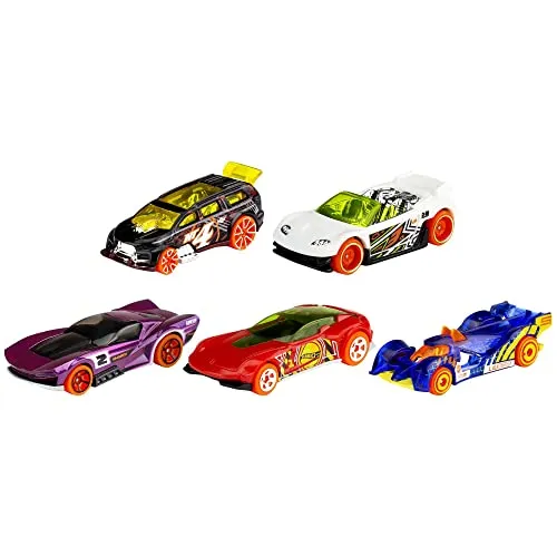 Hot Wheels Confezione da 5 Veicoli, Macchinine Hot Wheels in Scala 1:64 con Dettagli Autentici, Scegli tra I Temi e i Modelli e Collezionale Tutte, Giocattolo per Bambini, 3+ Anni, 01806