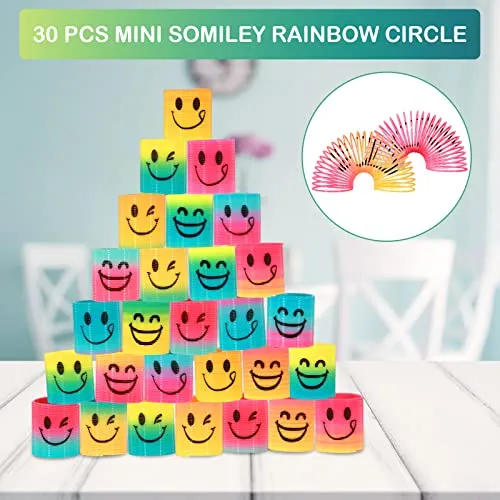 Annhao 30 Pezzi Molle per Bambini, Gadget Compleanno Bambini, Mini Smile Molla Giocattolo, Regalini Fine Festa Compleanno, Bambini Invitati Riempitivi