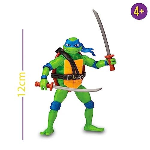 GIOCHI PREZIOSI - TARTARUGHE NINJA 2023 CAOS MUTANTE–LEONARDO IN VERSIONE ACTION FIGURE ARTICOLATA–DIMENSIONE 12CM–DETTAGLIATA E CON REALATIVA ARMA DA COMBATTIMENTO–PER BAMBINI A PARTIRE DAI 4 ANNI