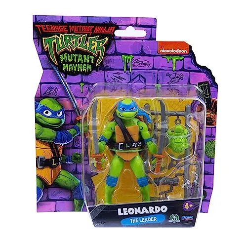 GIOCHI PREZIOSI - TARTARUGHE NINJA 2023 CAOS MUTANTE–LEONARDO IN VERSIONE ACTION FIGURE ARTICOLATA–DIMENSIONE 12CM–DETTAGLIATA E CON REALATIVA ARMA DA COMBATTIMENTO–PER BAMBINI A PARTIRE DAI 4 ANNI