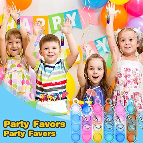Ainiv 32PC Mini Pop Push It Fidget Toy Portachiavi,Colorato Silicone Spremere Pop Bubble Giocattoli Sensoriali Bulk,Poppet Bubble Giocattoli Antistress per Autismo Sollievo dallo Stress,Bambini Adulti