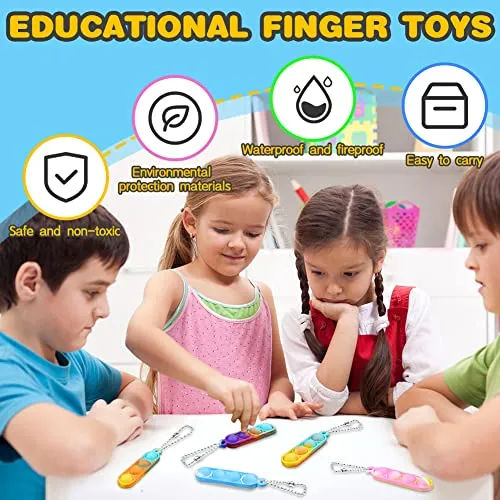 Ainiv 32PC Mini Pop Push It Fidget Toy Portachiavi,Colorato Silicone Spremere Pop Bubble Giocattoli Sensoriali Bulk,Poppet Bubble Giocattoli Antistress per Autismo Sollievo dallo Stress,Bambini Adulti