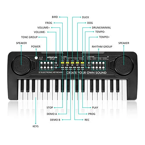 Shayson Pianola Bambini Musicale Tastiera per Bambini 37 Tasti Tastiera Elettronica Tastiera Portatile Multifunzione Mini Tastiera Music Giocattolo Educativo Per Bambini Regalo 3 4 5 6 7 8 Anni