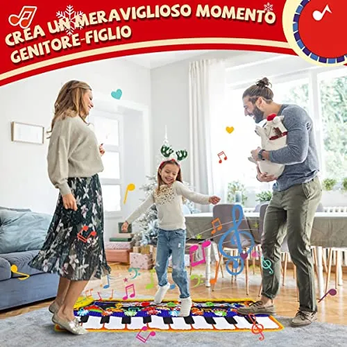 RenFox Tappeto Musicale, Piano Mat Tastiera Danza Stuoia Strumento Musicale, Tappeto Musicale Tocco Mat Bambini Educativo Giocattolo