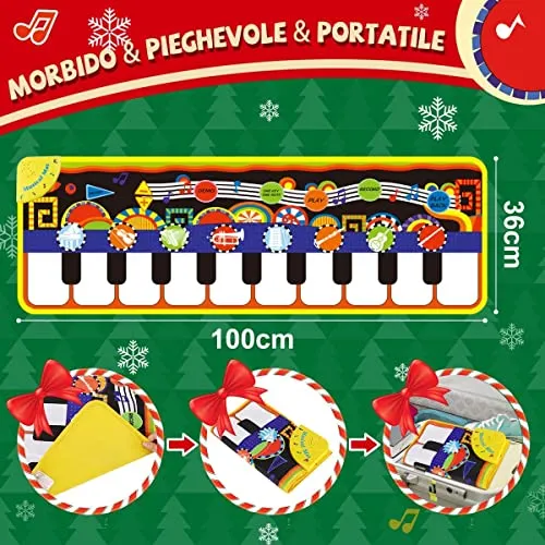 RenFox Tappeto Musicale, Piano Mat Tastiera Danza Stuoia Strumento Musicale, Tappeto Musicale Tocco Mat Bambini Educativo Giocattolo
