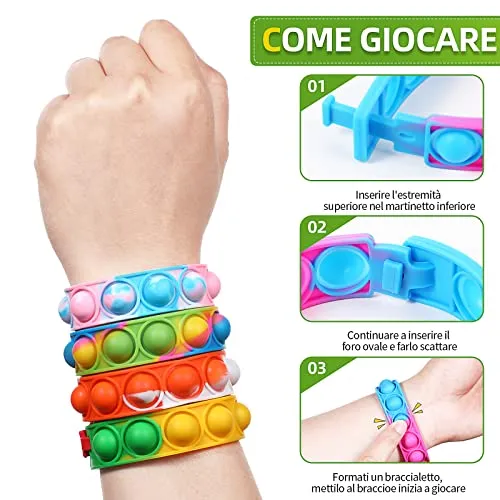 Dora Sicom da 32 pezzi Bracciale in silicone, set da gioco con bracciale in gomma, braccialetto con fossette in gomma semplice per bambini/adulti, Ideale come gadget per feste bambini