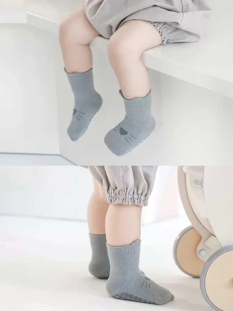 FedMois 5 paia calzini antiscivolo in cotone bimbi bambini motivi animali, 1-3 anni