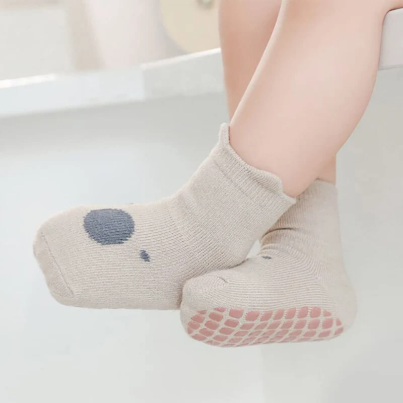 FedMois 5 paia calzini antiscivolo in cotone bimbi bambini motivi animali, 1-3 anni