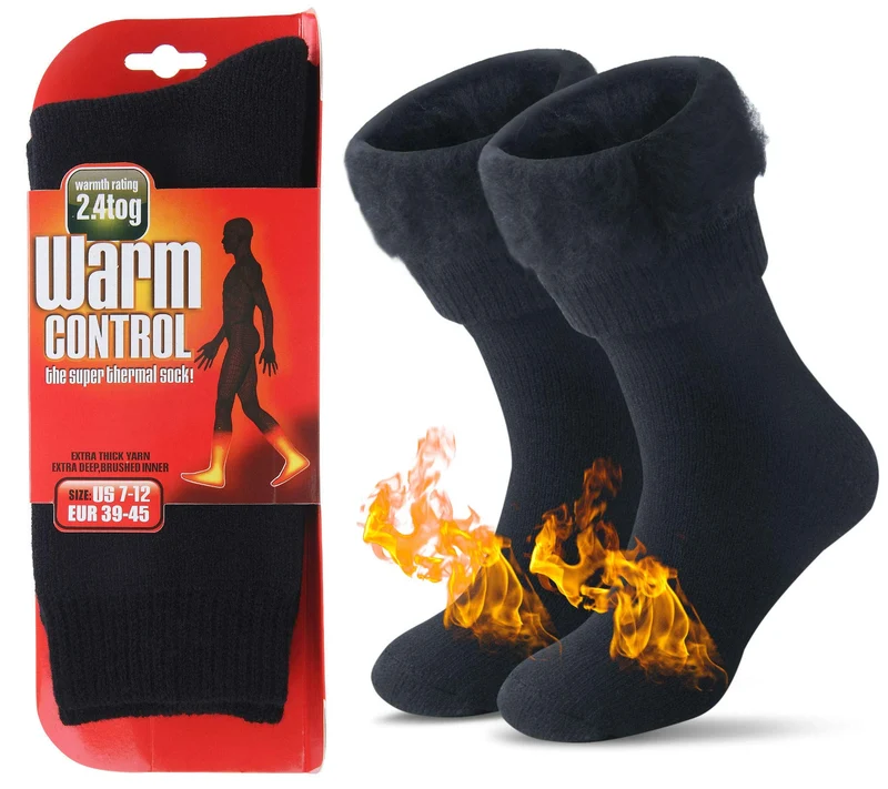 JARSEEN Calze di Lana Invernali Termiche Calzini Spessi Caldo Morbido Calzettoni Donna Uomo (Nuovo Nero, 36-42)