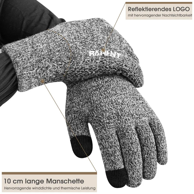 Rahhint Guanti Invernali Uomo Donna - Guanti Termici Uomo Antiscivolo - Guanti Lana Touch Screen Donna Guanti Smartphone Computer