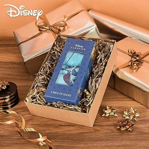 Disney Calzini Donna Stitch 5 Paia di Calze Divertenti a Fantasia Ih Oh Baby Yoda Principesse Crudelia Taglia Unica Gadget Regalo Ufficiale (Blu Stitch)