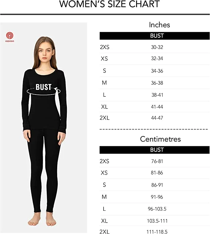 LAPASA Pacco da 2 o 1 Maglia Termica Donna Manica Lunga Fodera in Micro Pile - Pigiama Abbigliamento Intimo Canottiera Calda Elastica Traspirante Sportiva Nero (più Caldo) M