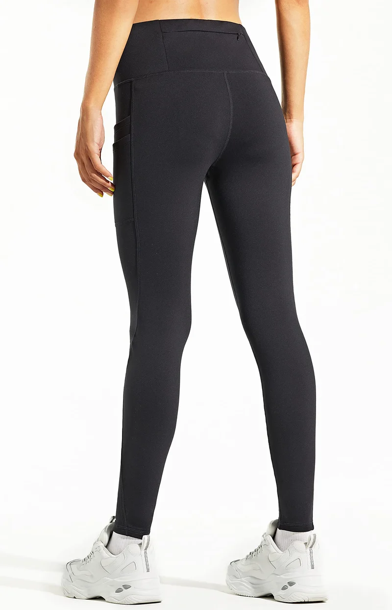 Libin Leggings Termici da Donna Inverno Leggings con Fodera in Pile Resistente all'Acqua Pantaloni Caldi Vita Alta Leggings da Trekking con Tasche, Nero, M