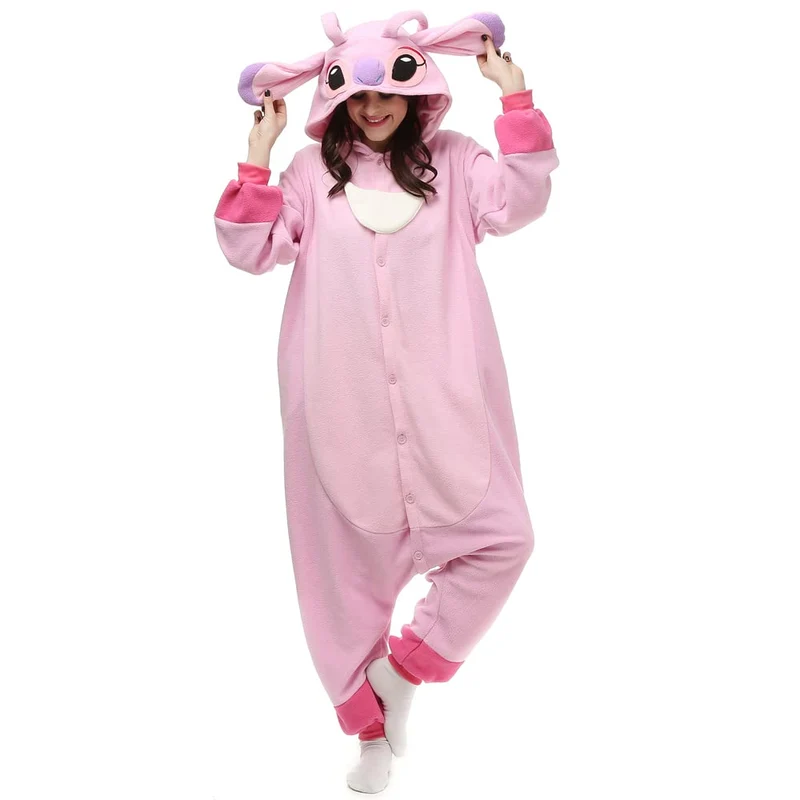 ZKomoL Animali Pigiama Kigurumi Onesie Unisex per Adulti per Feste e Cosplay Costume (M, Rosa Stitch)