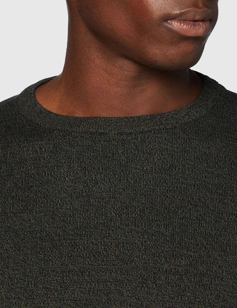JACK & JONES JJEBASIC Knit Crew Neck Noos Pullover, Forest Night/Detail:Twisted with Black, L Uomo