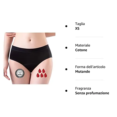 FOTOOL Mutande Mestruali Assorbenti = 4 tamponi Donna Cotone Slip Ciclo Protettive Periodico Intima Mestruale Ecologico con 4 Strati Anti perdite Lavabili (1 Pack,M)