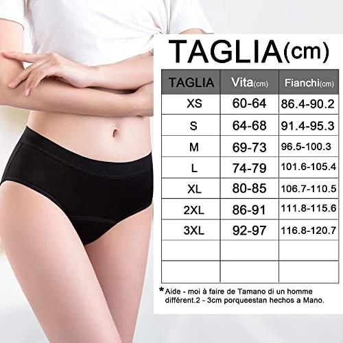 FOTOOL Mutande Mestruali Assorbenti = 4 tamponi Donna Cotone Slip Ciclo Protettive Periodico Intima Mestruale Ecologico con 4 Strati Anti perdite Lavabili (1 Pack,M)