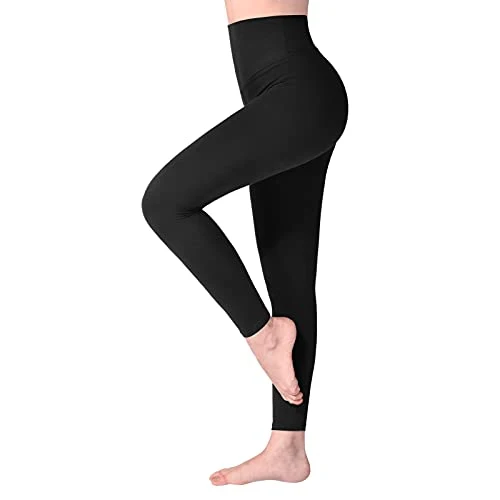SINOPHANT Leggins Vita Alta Donna, Leggings Donna Fitness Pantaloni Yoga Controllo della Pancia Opaco Elastici Morbido per Sportivi o Casual(Nero,S-M/One Size)