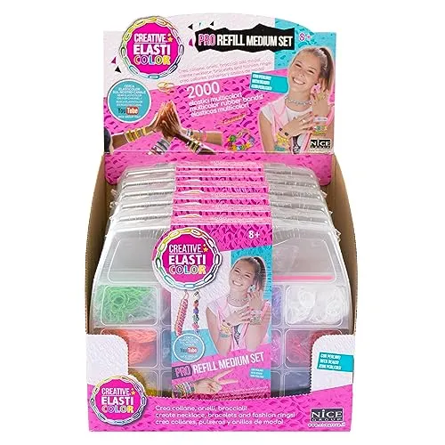Elasticolor Pro Refill Set Medio, Scatola con Elastici colorati per costruire Braccialetti e Collane - Nice Group, 03004