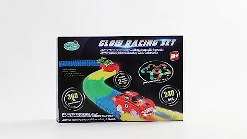 Pista Macchinine Luminosa Elettriche Auto Giocattolo Flessibile Pista Macchinine Colorate Carrera 240 Pezzi con 2 Glow Cars Macchinine Giocattolo per Bambini 3 4 5 6 Anni
