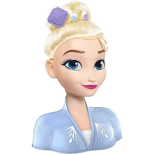 JP Disney FRND2000 Styling Frozen 2 Elsa, Basic Hair Styling Head, 17 Hair Accessories Included, Toy for Children from 3 Years of Age ,Black