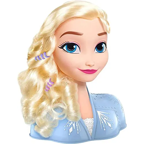 JP Disney FRND2000 Styling Frozen 2 Elsa, Basic Hair Styling Head, 17 Hair Accessories Included, Toy for Children from 3 Years of Age ,Black
