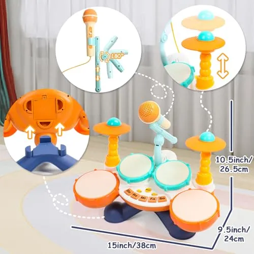 Tamburo Giochi Bambino 1 2 Anno Strumenti Musicali Giocattoli Batteria Bambini 1 Anno Neonati Giocattoli Musicale Idea Regalo Natale Bambini Bambina 1 2 Anno