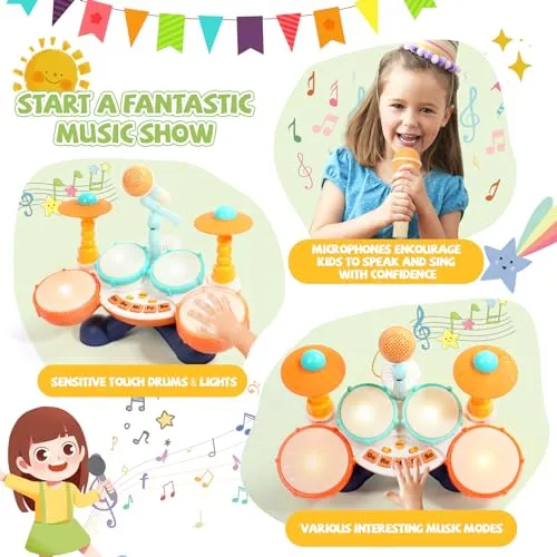 Tamburo Giochi Bambino 1 2 Anno Strumenti Musicali Giocattoli Batteria Bambini 1 Anno Neonati Giocattoli Musicale Idea Regalo Natale Bambini Bambina 1 2 Anno