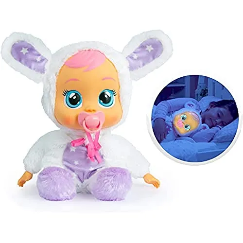 Cry Babies Magic TearsGood Night Coney, Bambola morbida interattiva piagnucolosa con Luce Notturna e Melodie rilassanti che aiuta a dormire, Giocattolo per bambini +2 Anni