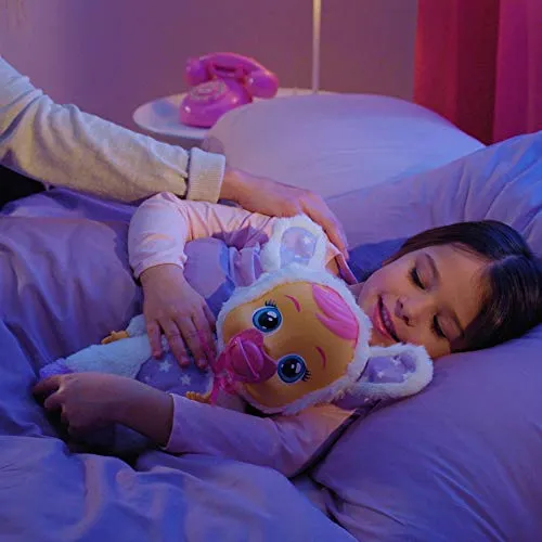 Cry Babies Magic TearsGood Night Coney, Bambola morbida interattiva piagnucolosa con Luce Notturna e Melodie rilassanti che aiuta a dormire, Giocattolo per bambini +2 Anni