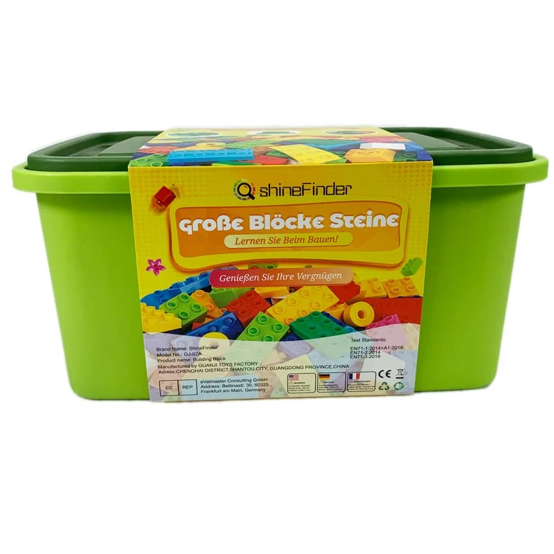 ShineFinder Costruzione Grandi mattoncini, mattoncini costruzioni per bambini a partire dai 2 anni in su, con scatola di pietre, set per giochi creativi