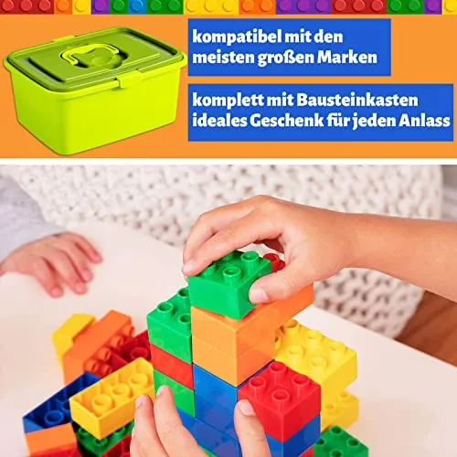 ShineFinder Costruzione Grandi mattoncini, mattoncini costruzioni per bambini a partire dai 2 anni in su, con scatola di pietre, set per giochi creativi