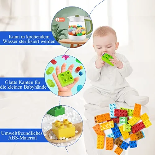 ShineFinder Costruzione Grandi mattoncini, mattoncini costruzioni per bambini a partire dai 2 anni in su, con scatola di pietre, set per giochi creativi