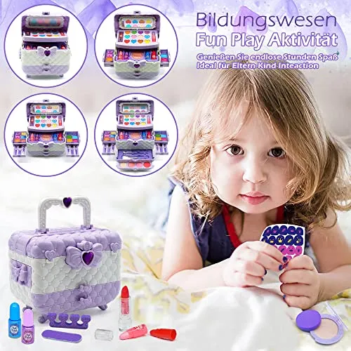 Set di Trucchi per Bambini e Bambine - Viola 57 Pezzi, Set da Trucco per Bambini, per Ragazze, per Halloween, Natale, Compleanno, per Ragazze 4, 5, 6, 7, 8, 9, 10-12 anni